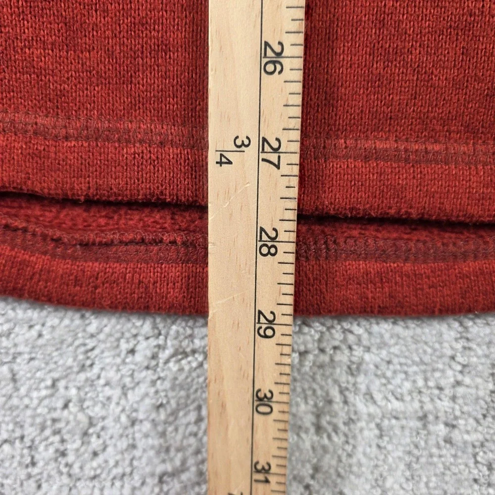 Eddie Bauer Mens Medium Quarter Zip Fleece Pullover Sweater Burnt Orange Pockets